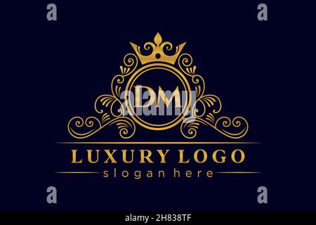 DM lettre initiale Or calligraphique féminin floral dessiné à la main heraldique monogramme ancien style vintage luxe logo design Premium Illustration de Vecteur