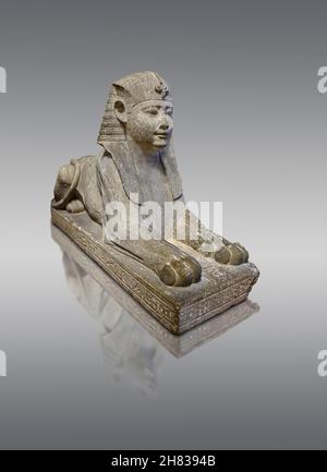 Ancienne statue égyptienne sphinx de Wah-ib-RE, 360 av. J.-C., 30e dynastie, Kunsthistorisches Muesum Vienne inv AS 76.Calcaire.Ce sphinx était à l'origine Banque D'Images