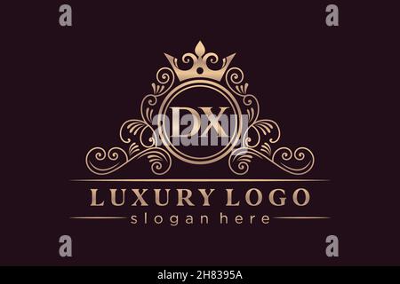 DX lettre initiale Or calligraphique féminin floral dessiné à la main heraldic monogramme ancien style vintage luxe logo design Premium Illustration de Vecteur