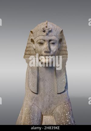 Ancienne statue égyptienne sphinx de Wah-ib-RE, 360 av. J.-C., 30e dynastie, Kunsthistorisches Muesum Vienne inv AS 76.Calcaire.Ce sphinx était à l'origine Banque D'Images