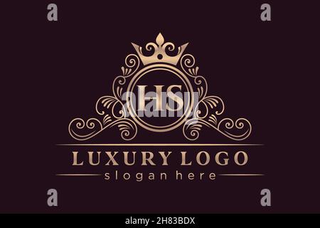 HS lettre initiale Or calligraphique féminin floral dessiné à la main heraldic monogramme ancien style vintage luxe logo design Premium Illustration de Vecteur