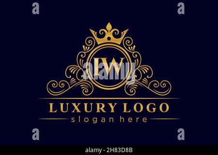 IW lettre initiale Or calligraphique féminin floral dessiné à la main heraldic monogramme ancien style vintage luxe logo design Premium Illustration de Vecteur