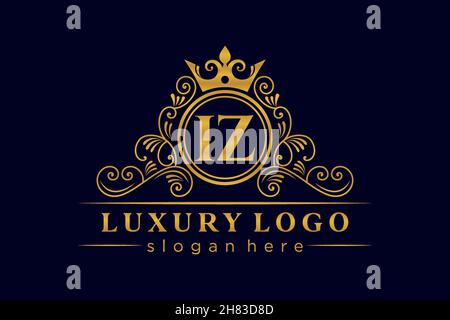 IZ lettre initiale Or calligraphique féminin floral dessiné à la main heraldic monogramme ancien style vintage luxe logo design Premium Illustration de Vecteur