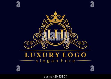 LH lettre initiale Or calligraphique féminin floral dessiné à la main heraldique monogramme ancien style vintage luxe logo design Premium Illustration de Vecteur