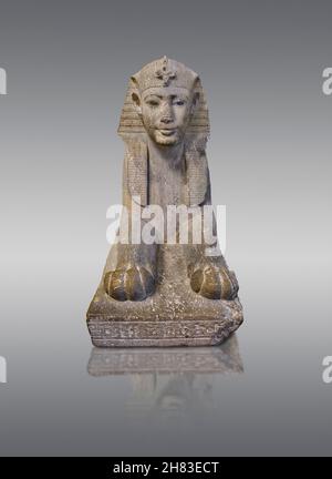 Ancienne statue égyptienne sphinx de Wah-ib-RE, 360 av. J.-C., 30e dynastie, Kunsthistorisches Muesum Vienne inv AS 76.Calcaire.Ce sphinx était à l'origine Banque D'Images