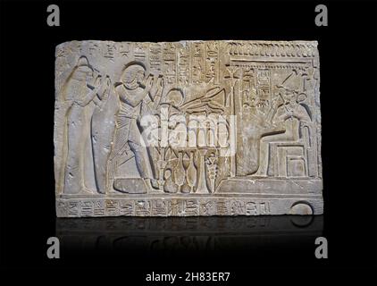 Ancien panneau de relief égyptien de la tombe de Meri - RE, 1410–1372 av. J.-C., 18e dynastie, règne d'Amenhotep III, Saqqara.Kunsthistorisches Muesum V Banque D'Images