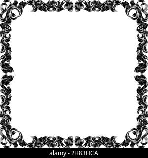 Héraldique En filigrane Floral motif de feuilles Border Frame Illustration de Vecteur