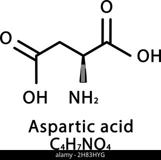 Structure moléculaire de l'acide aspartique.Formule chimique de l'aspartate squelettique.Illustration du vecteur de formule moléculaire chimique Illustration de Vecteur