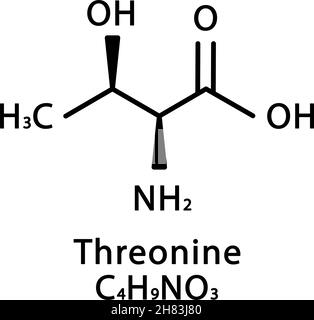 Structure moléculaire de la thréonine.Formule chimique du squelette de thréonine.Illustration du vecteur de formule moléculaire chimique Illustration de Vecteur