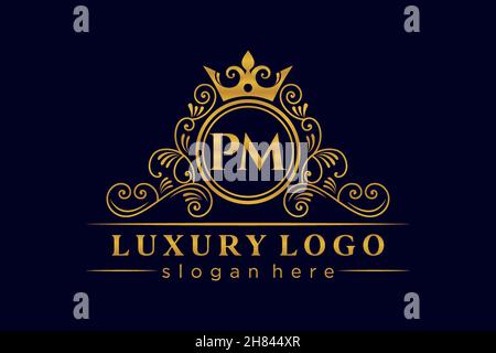 PM lettre initiale Or calligraphique féminin floral dessiné à la main heraldic monogramme ancien style vintage luxe logo design Premium Illustration de Vecteur