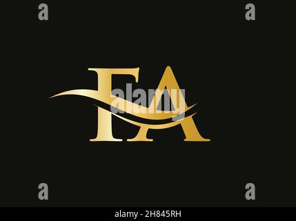 Modèle de vecteur de logo lié à la lettre FA initiale.Logo Swoosh lettre FA.F A logo tendance et moderne Illustration de Vecteur