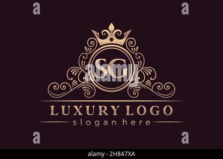 SG lettre initiale Or calligraphique féminin floral dessiné à la main heraldic monogramme ancien style vintage luxe logo design Premium Illustration de Vecteur