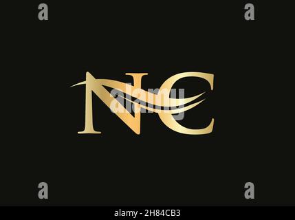 Logo NC de la lettre d'or initial.Logo NC et mode moderne Illustration de Vecteur