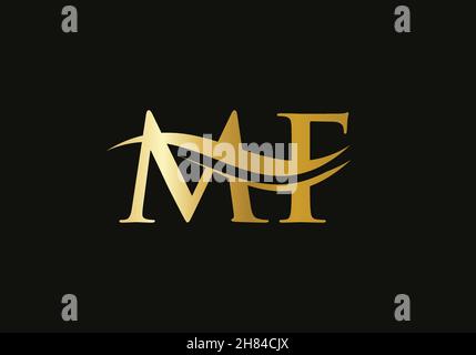 Lettre moderne logo MF Vector.Logo MF de la lettre initiale associée avec un design créatif, minimaliste et moderne Illustration de Vecteur