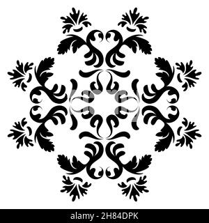 Mandala de fleur.Motif circulaire antique avec éléments floraux.Noir et blanc.Vecteur. Illustration de Vecteur