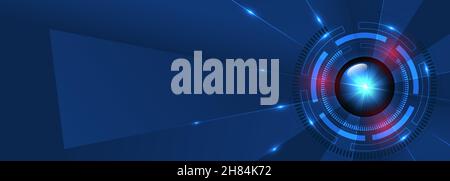 Bannière bleue avec carte de circuit imprimé.Résumé du concept de haute technologie numérique Illustration de Vecteur