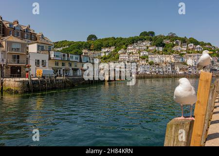 La rivière East Looe et la rivière West Looe juste avant que la rivière ne coule dans la mer - Looe, Cornwall, Royaume-Uni. Banque D'Images