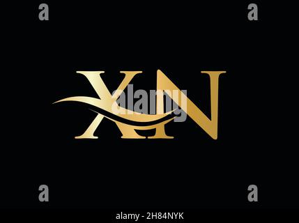 LOGO XN.Logo Premium Letter XN avec concept vague d'eau Illustration de Vecteur