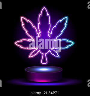 Logo silhouette vert cannabis.Chanvre d'emblème pour la conception de l'emballage des biens, de la nourriture, pour la création Illustration de Vecteur