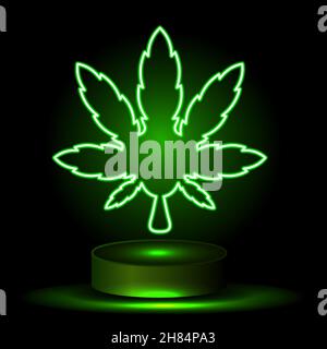 Logo silhouette vert cannabis.Chanvre d'emblème pour la conception de l'emballage des biens, de la nourriture, pour la création Illustration de Vecteur
