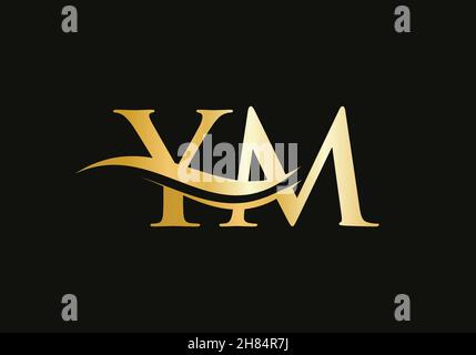Logo Premium lettre YM avec concept vague d'eau.Logo lettre YM avec style moderne et tendance Illustration de Vecteur