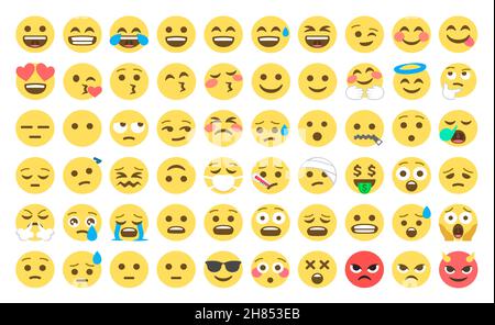 Un arrière-plan Emoji défini isolé sur blanc Banque D'Images