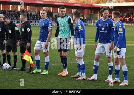 SALFORD, GBR.27 NOV Oldham Athletic Players The Sky Bet League 2 Match entre Salford City et Oldham Athletic à Moor Lane, Salford le samedi 27 novembre 2021.(Credit: Eddie Garvey | MI News) Credit: MI News & Sport /Alay Live News Banque D'Images