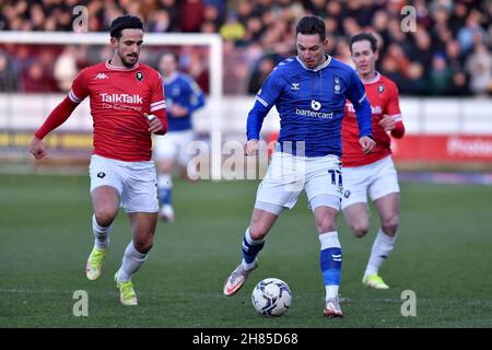 SALFORD, GBR.27 NOVEMBRE Zak Dearnley d'Oldham Athletic lors du match Sky Bet League 2 entre Salford City et Oldham Athletic à Moor Lane, Salford, le samedi 27 novembre 2021.(Credit: Eddie Garvey | MI News) Credit: MI News & Sport /Alay Live News Banque D'Images