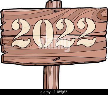 2022 numéros d'inscription du nouvel an, plaque en bois rétro vintage Illustration de Vecteur