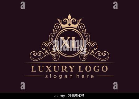 XL lettre initiale Or calligraphique féminin floral dessiné à la main heraldic monogramme ancien style vintage luxe logo design Premium Illustration de Vecteur