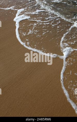 Une vague roule sur le sable à la plage.Espace pour ajouter votre propre texte. Banque D'Images