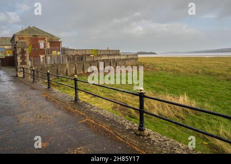 07.11.2021 Grange Over Sands, Cumbria, Royaume-Uni.Le vieux lido à Grange sur Sands à Cumbria Banque D'Images