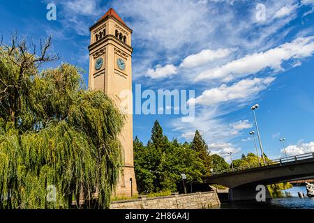 The Great Northern Railroad Clock Tower à Riverfront Park Spokane, Washington, États-Unis Banque D'Images