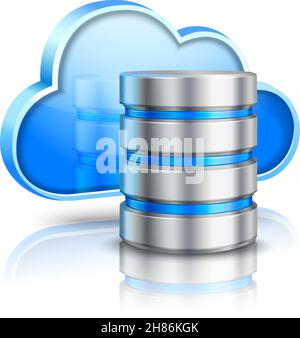Serveur de données réseau concept de cloud computing 3d Illustration réaliste de vecteur Illustration de Vecteur
