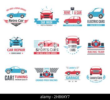 Service de réparation de voiture louer et laver ensemble logo vecteur isolé illustration Illustration de Vecteur