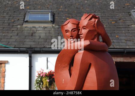 GRETNA GREEN, GRANDE-BRETAGNE - 13 SEPTEMBRE 2014 : c'est un fragment du monument aux amoureux du village écossais, célèbre pour les mariages de la course Banque D'Images