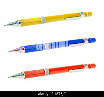 Stylo à bille coloré isolé sur fond blanc avec masque Banque D'Images