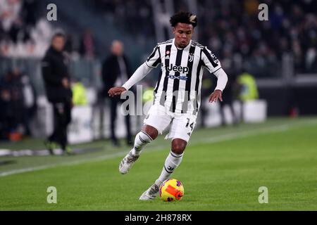 Weston McKennie de Juventus FC en action pendant la série Un match entre Juventus FC et Atalanta BC. Banque D'Images