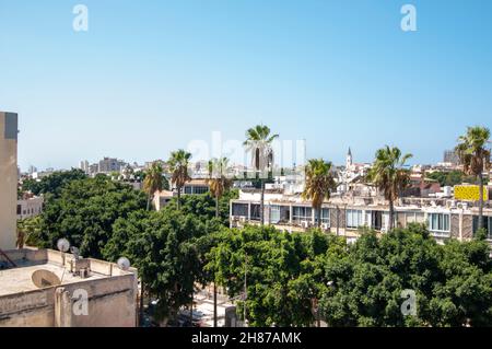 Les toits de Jaffa., Israël. À l'ouest sur le Boulevard Jérusalem Banque D'Images