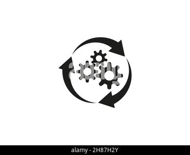 Icône flux de travail, automatisation, traitement.Illustration vectorielle.Conception plate. Illustration de Vecteur