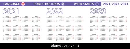 Modèle de calendrier simple en géorgien pour 2021, 2022, 2023 ans.La semaine commence le lundi.Illustration vectorielle. Illustration de Vecteur