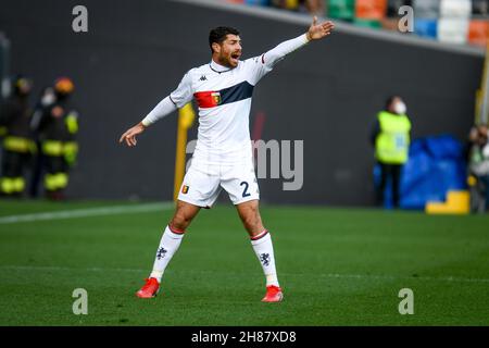 Udine, Italie.28 novembre 2021.Friuli - stade Dacia Arena, Udine, Italie, 28 novembre 2021,Stefano Sabelli (Gênes) réagit pendant Udinese Calcio vs Gênes CFC - football italien série A match Credit: Live Media Publishing Group/Alay Live News Banque D'Images