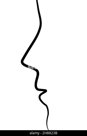 Affiche de profil humain.Contour de la face femelle arrière-plan abstrait.Affiche vectorielle minimaliste sur le mur dans le style de l'art contemporain Illustration de Vecteur