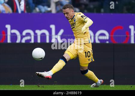 GENK, BELGIQUE - NOVEMBRE 28 : NOA Lang du Club Brugge lors du match Jupiler Pro League entre KRC Genk et Club Brugge à Cegeka Arena le 28 novembre 2021 à Genk, Belgique (photo de Joris Verwijst/Orange Pictures) Banque D'Images