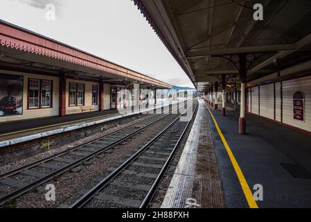 Aviemore Railway Station, une station classée de catégorie A de haute valeur patrimoniale. Banque D'Images