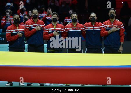 Tennis-Davis Cup Groupe E qualification pour le quart finalsItalia vs Colobia Pala Alpitour, Turin, Italie 27 novembre 2021 équipe de Colombie (photo de Tonello Abozzi/Pacific Press) Banque D'Images