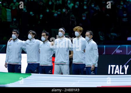 27 novembre 2021, Turin, Italie: Qualification du groupe E de la coupe de tennis-Davis pour les quarts de finale.Italia vs Colobia.Pala Alpitour, Turin, Italie 27 novembre 2021.L'équipe italienne (Credit image: © Tonello Abozzi/Pacific Press via ZUMA Press Wire) Banque D'Images