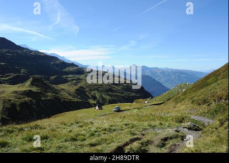 Shepherd dans le pays du mont blanc Banque D'Images