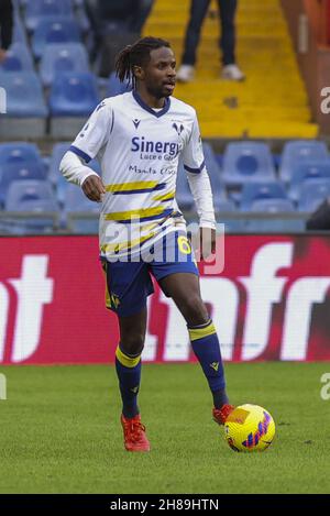 Genova, Italie.27 novembre 2021.Genova (GE), Italia, 27 novembre 2021, stadio Luigi Ferraris, 14Â° giornata Campionato Serie A Tim 2021/2022, incontro tra le escadron dell'UC Sampdoria e dell'Hellas Verona, nella feze: 61 Adrien Tamoto crédit: Independent photo Agency/Alay Live News Banque D'Images