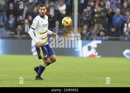 Genova, Italie.27 novembre 2021.Genova (GE), Italia, 27 novembre 2021, stadio Luigi Ferraris, 14Â° giornata Campionato Serie A Tim 2021/2022, incontro tra le escadron dell'UC Sampdoria e dell'Hellas Verona, nella foto: 17 Federico Ceccherini crédit: Independent photo Agency/Alay Live News Banque D'Images